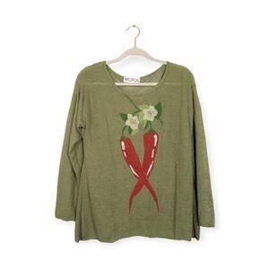 Wildfox Loose Knit Casual Garden Chili Pepper Sweater